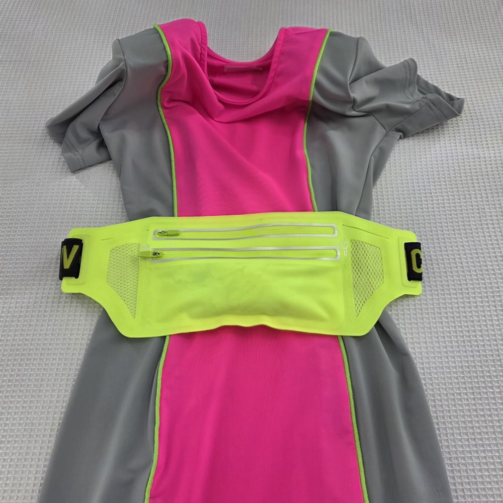 Rave Unicorn Universe Bodycon Dress Womens S Neon Pink Gray Belt Bag Festival - Picture 4 of 12
